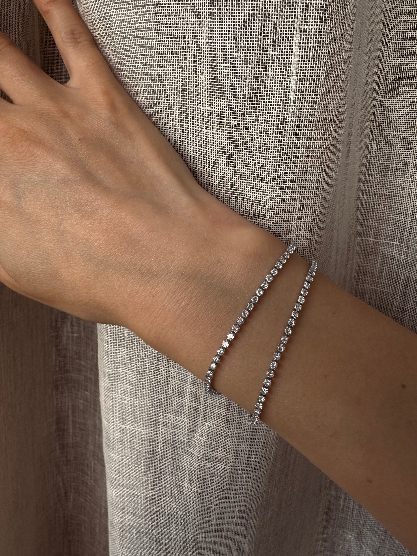 Bracelet double rivière argent