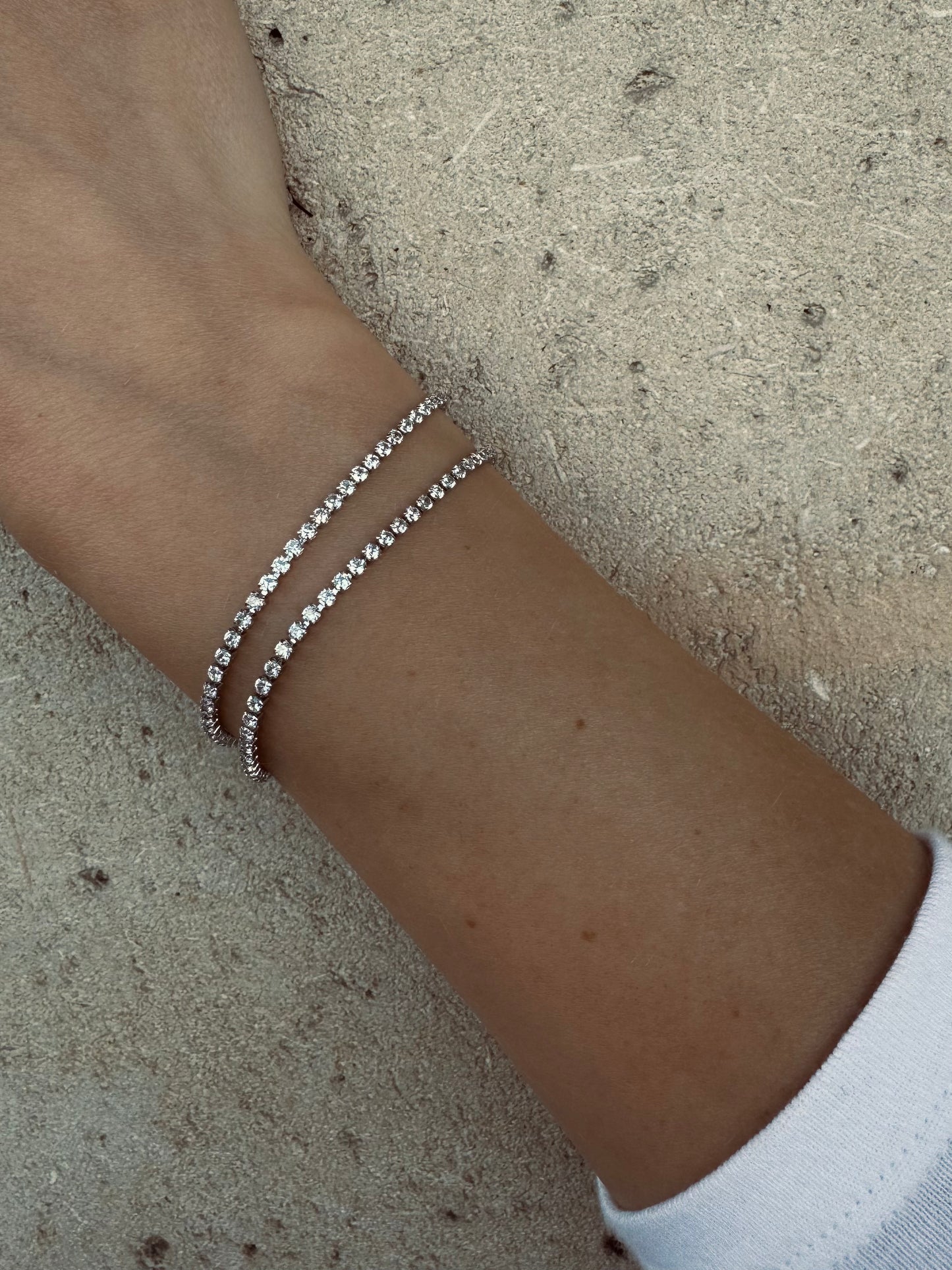Bracelet double rivière argent