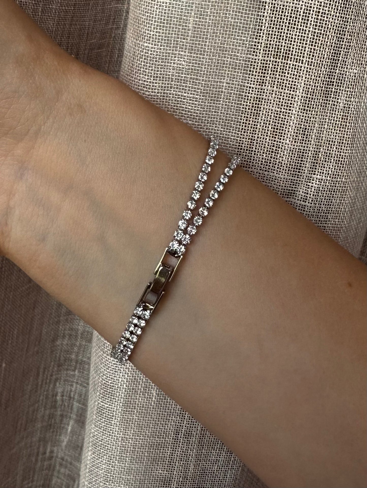 Bracelet double rivière argent