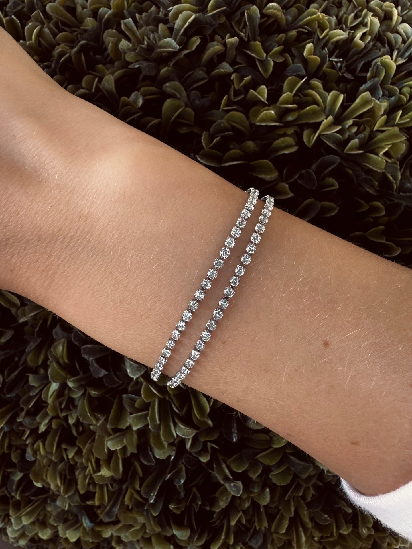 Bracelet double rivière argent