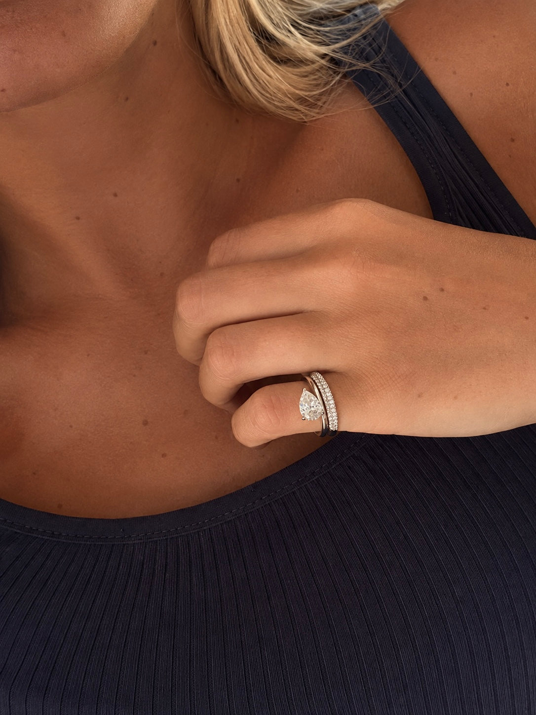 Bague double anneau poire