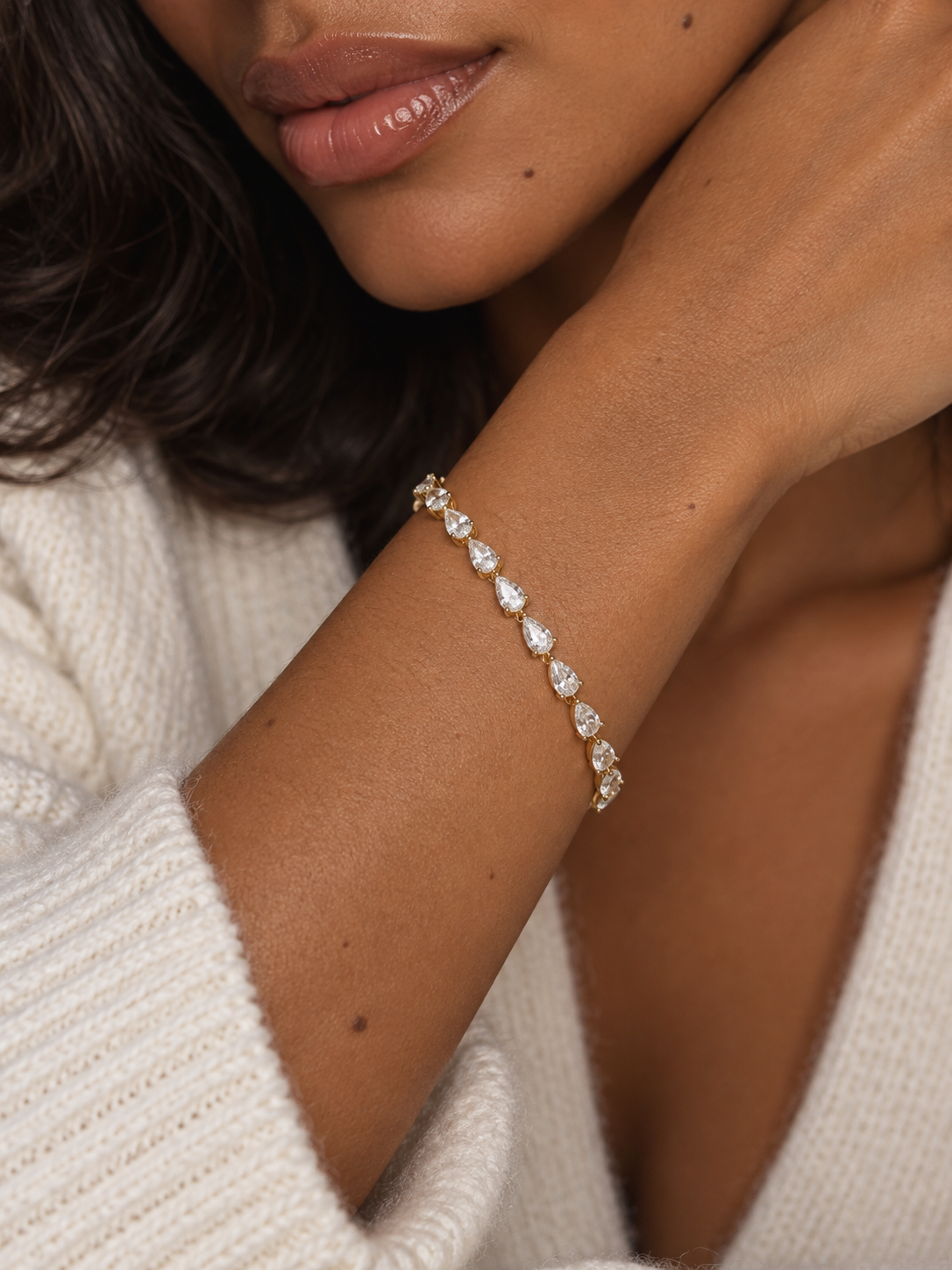 Bracelet rivière diamants poires