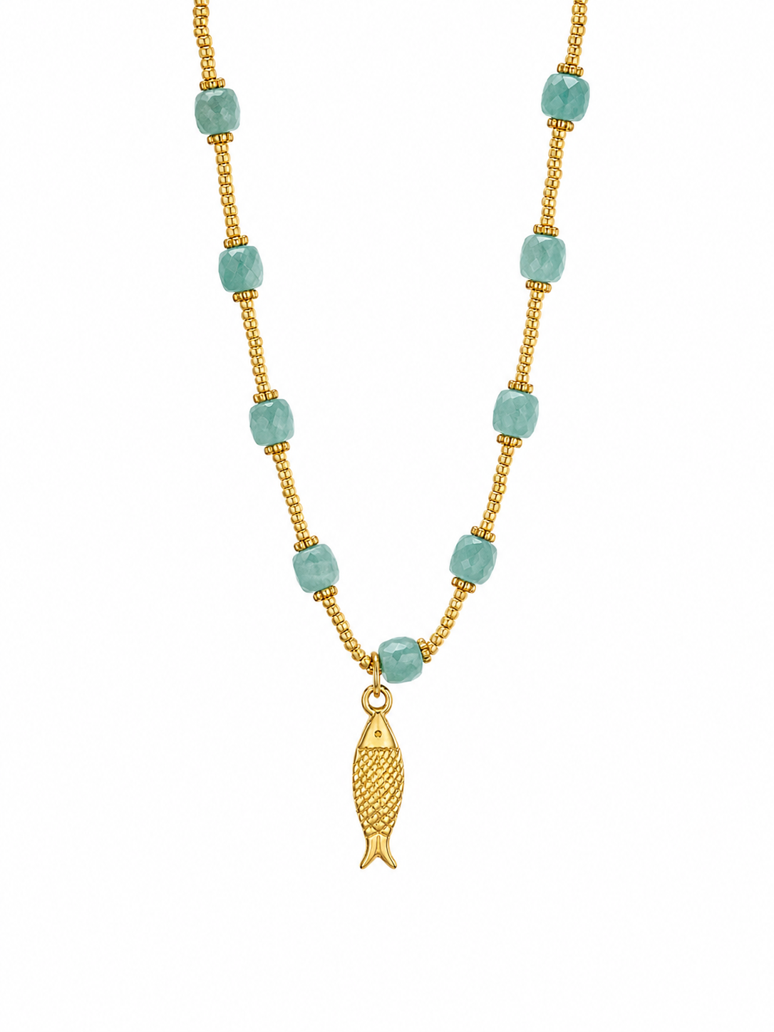 Collier poissons pierres précieuses