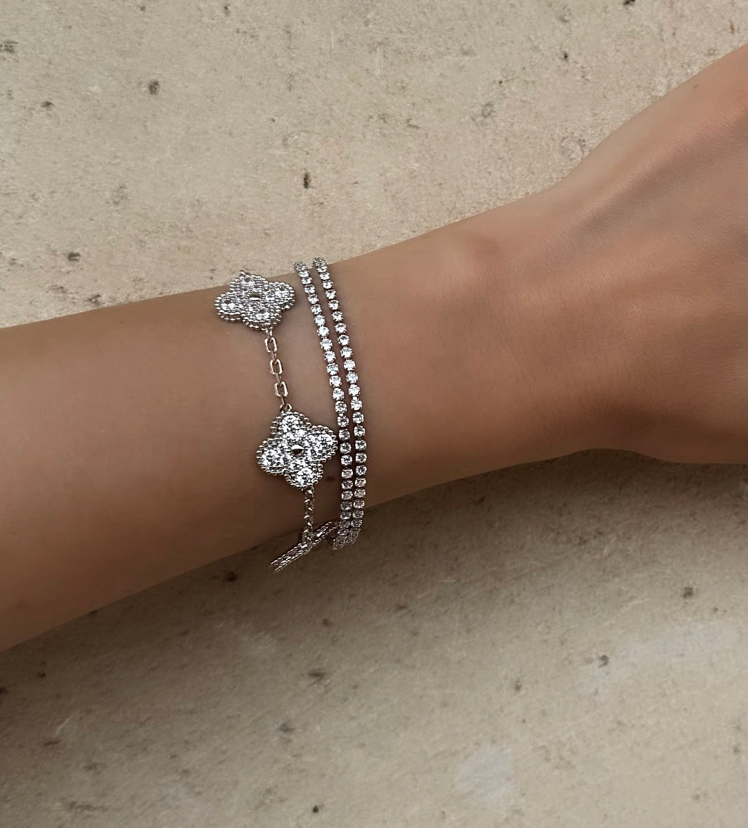 Bracelet double rivière argent