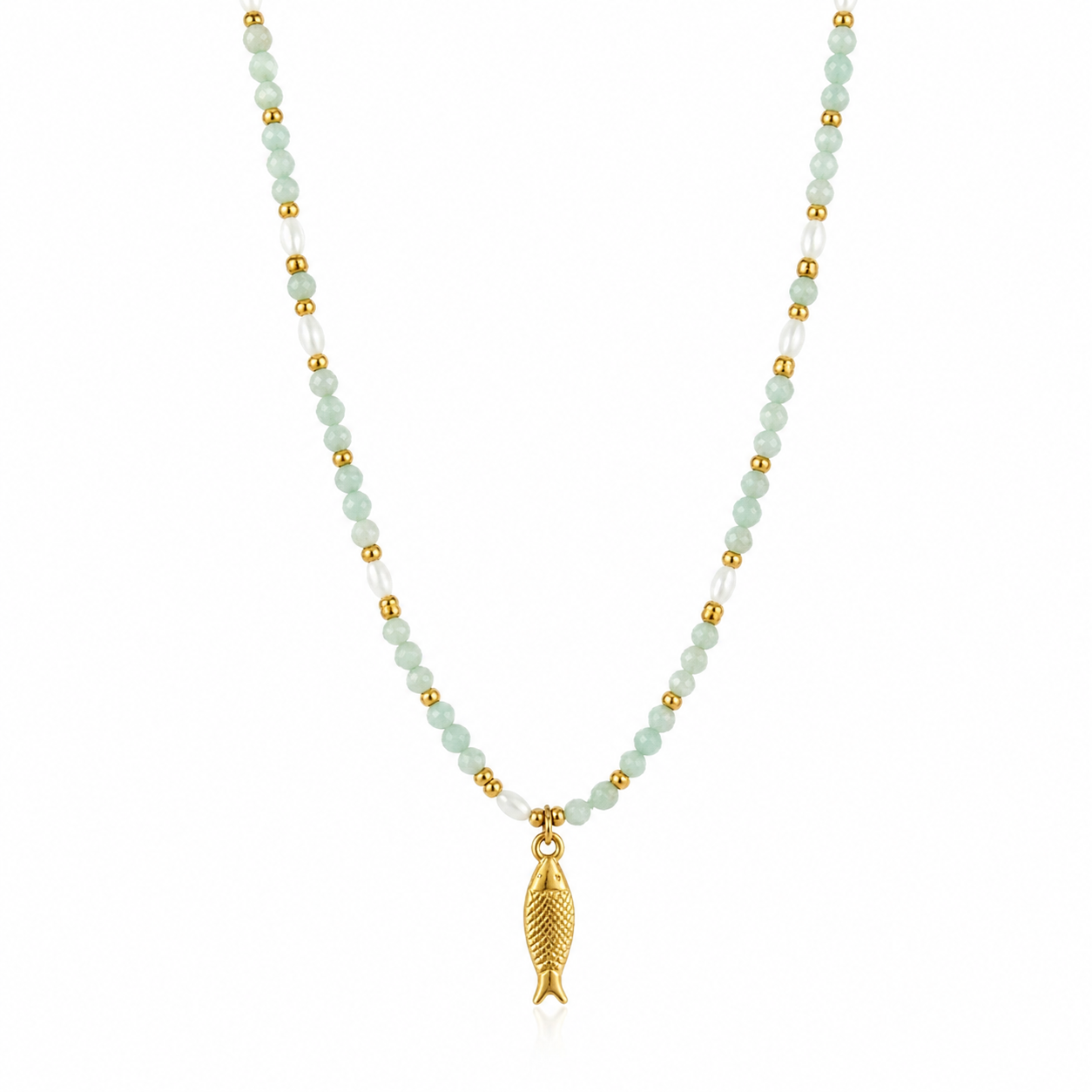 Collier poissons pierres précieuses