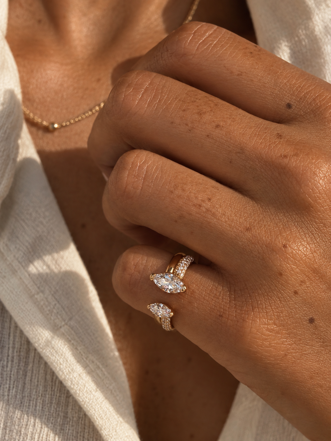 Bague Marquise duo