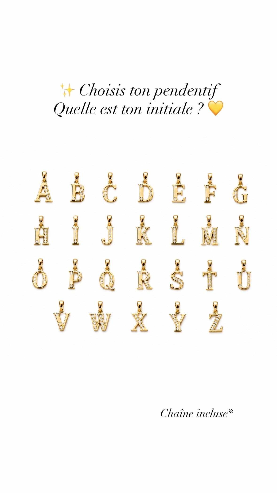 Pendentif initiale semi pavé