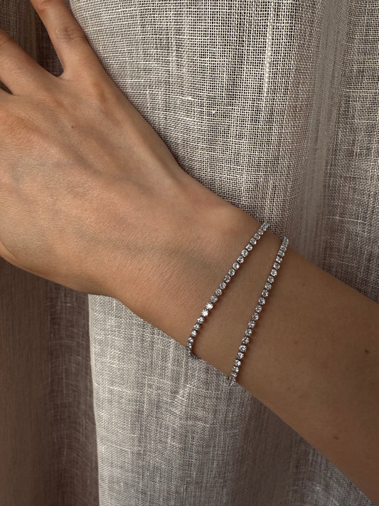 Bracelet double rivière argent